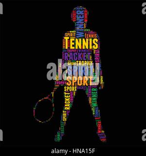 Tennis Typografie Wort Wolke bunte Vektor-illustration Stock Vektor