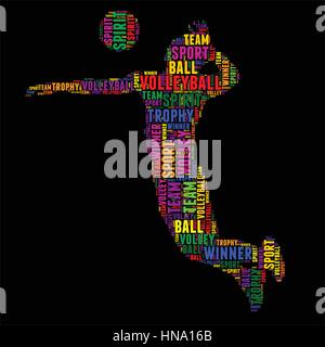 Volleyball Typografie Wort Wolke bunte Vektor-illustration Stock Vektor