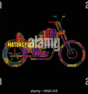 Motorrad-Typografie Wort Wolke bunte Vektor-illustration Stock Vektor