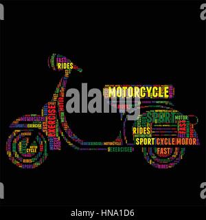 Motorrad-Typografie Wort Wolke bunte Vektor-illustration Stock Vektor