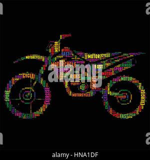 Motorrad-Typografie Wort Wolke bunte Vektor-illustration Stock Vektor