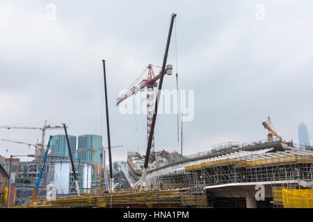 Baustelle für den Bau von Hochhäusern im Zentrum von Hong Kong Island Stockfoto