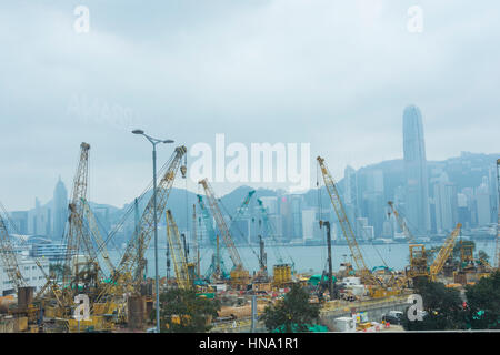 Baustelle für den Bau von Hochhäusern im Zentrum von Hong Kong Island Stockfoto