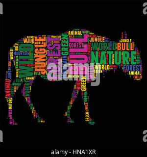 Bull Typografie Word cloud bunten Vektor-illustration Stock Vektor