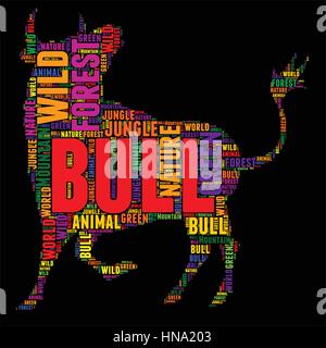 Bull Typografie Word cloud bunten Vektor-illustration Stock Vektor