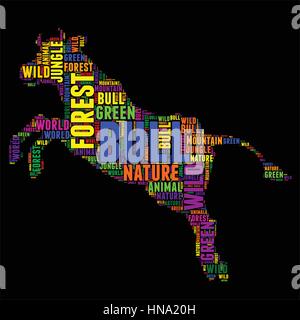 Bull Typografie Word cloud bunten Vektor-illustration Stock Vektor