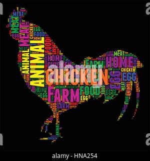 Huhn Typografie Wort Wolke bunte Vektor-illustration Stock Vektor