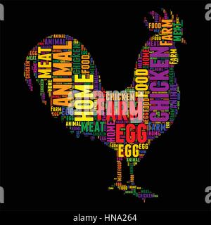 Huhn Typografie Wort Wolke bunte Vektor-illustration Stock Vektor