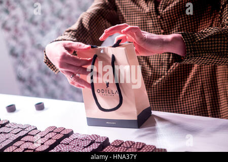 Mailand, Italien. 9. Februar 2017. Salon du Chocolat 2017 - das wichtigste Ereignis in der Welt rund um die Schokolade. Bildnachweis: Mairo Cinquetti/Pacific Press/Alamy Live-Nachrichten Stockfoto