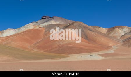 Guanakos vor dem Vulkan Cerro Miñiques Stockfoto