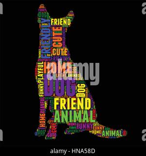 Hund-Typografie-Word cloud bunten Vektor-illustration Stock Vektor