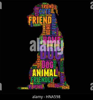 Hund-Typografie-Word cloud bunten Vektor-illustration Stock Vektor