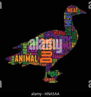 Ente Typografie Word cloud bunten Vektor-illustration Stock Vektor