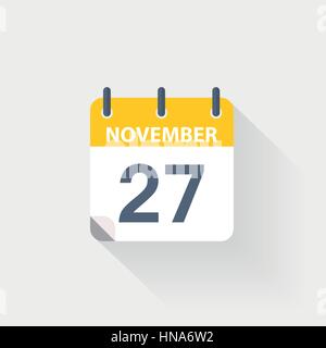 27. November Kalendersymbol auf grauem Hintergrund Stock Vektor