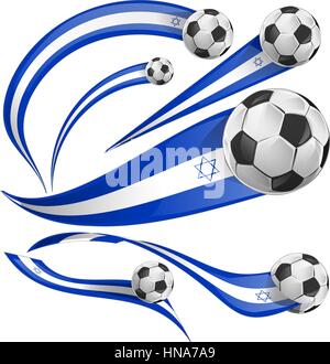 Israel-Flag gesetzt mit Fußball auf weißem Hintergrund Stock Vektor