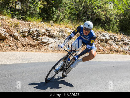 Col du Serre de Tourre, Frankreich - Juli 15,2016: der deutsche Radfahrer Marcel Kittel Etixx-Quick Step Team, während eine einzelne Zeit Erprobungsphase Reiten Stockfoto