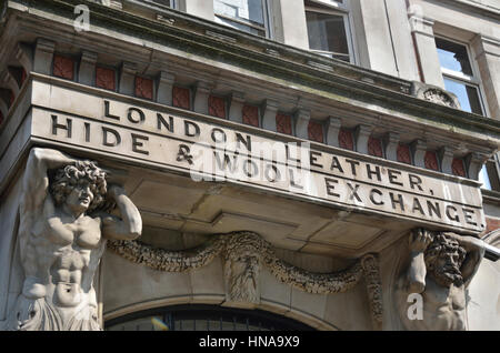 Der ehemaligen London Leder verstecken und Wolle Austausch über Leder Bermondsey, der Market Street, London, UK. Stockfoto