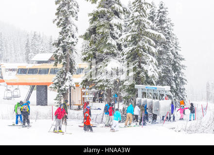 2014/12/24, Washington, USA: Steven pass Ski Resort auf verschneiten Tag, Washington, Usa. Stockfoto