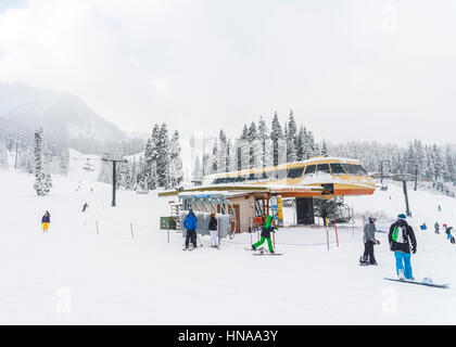 2014/12/24, Washington, USA: Steven pass Ski Resort auf verschneiten Tag, Washington, Usa. Stockfoto