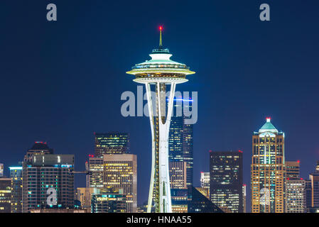 Seattle,Washington,USA.2015/02/22: schönen Raum-Nadel in der Nacht. Stockfoto