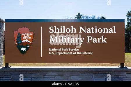 Shiloh National Military Park Eingang Zeichen, Tennessee, USA Stockfoto