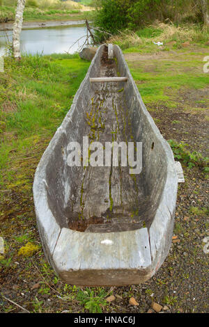 Kanu bei Netul Landung, Fort Clatsop National Memorial, Lewis und Clark nationaler historischer Park, Oregon Stockfoto