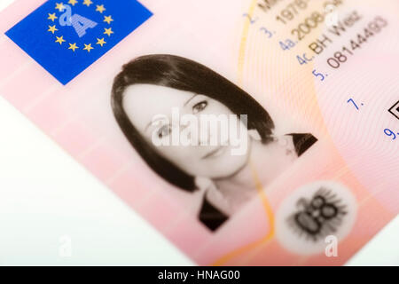 EU-Fuehrerschein, Oesterreichischer Scheckkartenfuehrerschein - österreichischen EU-Führerschein Stockfoto