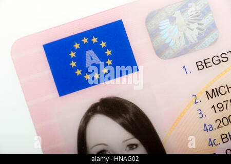 EU-Fuehrerschein, Oesterreichischer Scheckkartenfuehrerschein - österreichischen EU-Führerschein Stockfoto