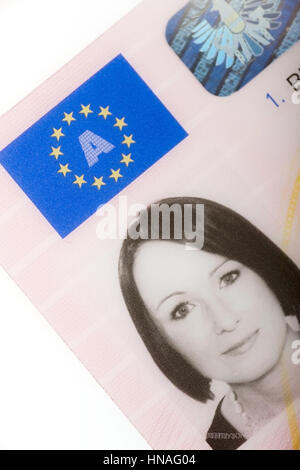 EU-Fuehrerschein, Oesterreichischer Scheckkartenfuehrerschein - österreichischen EU-Führerschein Stockfoto