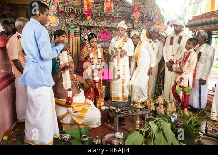 Hinduistische Hochzeitszeremonie, Deniyaya, Sri Lanka Stockfoto