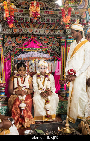 Hinduistische Hochzeitszeremonie, Deniyaya, Sri Lanka Stockfoto