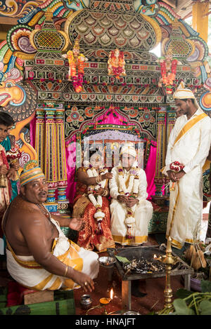 Hinduistische Hochzeitszeremonie, Deniyaya, Sri Lanka Stockfoto