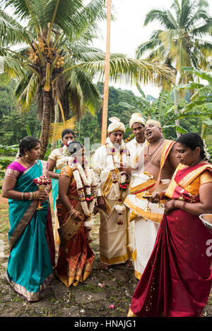 Hinduistische Hochzeitszeremonie, Deniyaya, Sri Lanka Stockfoto