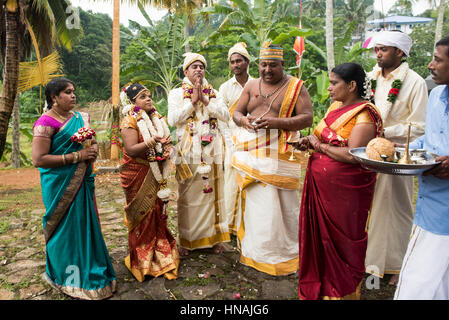 Hinduistische Hochzeitszeremonie, Deniyaya, Sri Lanka Stockfoto