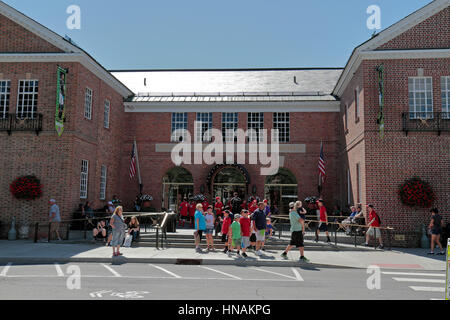 Haupteingang, der Major League Baseball Hall Of Fame im historischen Cooperstown, Otsego County, New York, Vereinigte Staaten von Amerika. Stockfoto