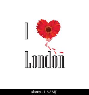 London Symbol. Ich liebe London Blume Konzept vektor Zeichen auf weißem Hintergrund. England, UK. Stock Vektor
