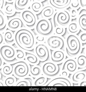 Abstrakte weißen Hintergrund im 1960er Stil. Geometrische gesäumt nahtlose Muster. Spirale Textur. Schwarze und Weiße Struktur Stock Vektor