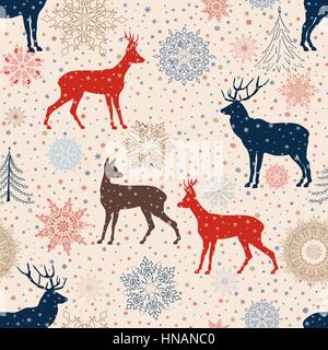 Weihnachten Muster. retro frohe Weihnachten tled Hintergrund. festliche regelmäßige Tapete. Urlaub Textur. Stock Vektor