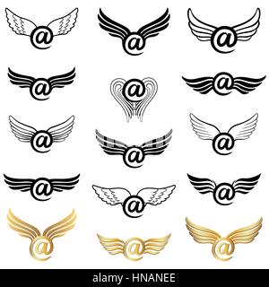 E-mail Icon Set winged Stock Vektor