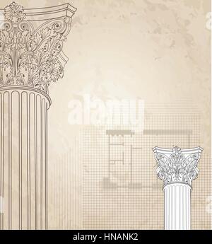 Klassischen Säulen nahtlose Hintergrund. Römischen korinthischen Säule. Abbildung auf weißen Hintergrund für Design Skizze Stock Vektor