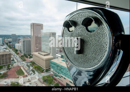 Ne Anzeige in der 27. Etage des Baltimore World Trade Center Gebäude. Stockfoto