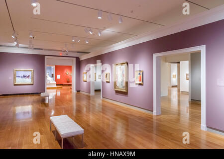 Virginia Museum of Fine Arts in Richmond, Virginia, USA. Innenaufnahme von einer Galerie und Gemälden. Stockfoto
