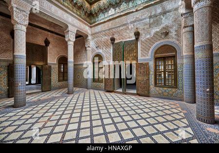 Innenansicht mit starken Dekoration der Kasbah von Telouet, Marokko Stockfoto