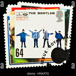 Vereinigtes Königreich - CIRCA 2007: A britische verwendet Briefmarke zeigt die Beatles Pop Gruppe Album Cover Stockfoto