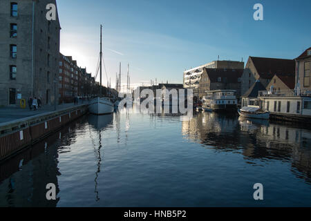 Christianshavn Kanal am späten Nachmittag Stockfoto