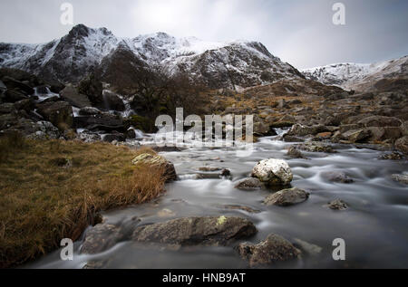 Foto von Jamie Callister ©. CWM Idwal Naturschutzgebiet, Snowdonia-Nationalpark, Gwynedd, Nordwales, 4. Februar 2017. Stockfoto