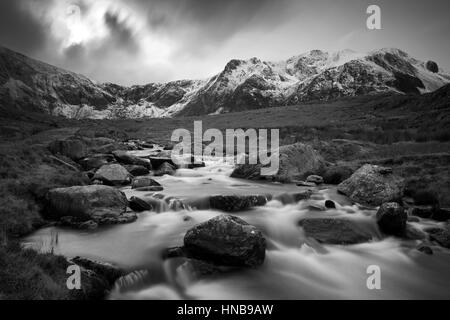 Foto von Jamie Callister ©. CWM Idwal Naturschutzgebiet, Snowdonia-Nationalpark, Gwynedd, Nordwales, 4. Februar 2017. Stockfoto