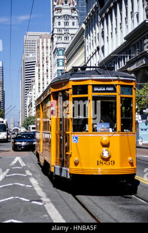 San Francisco, Kalifornien.  Straßenbahn an der Market Street. Stockfoto