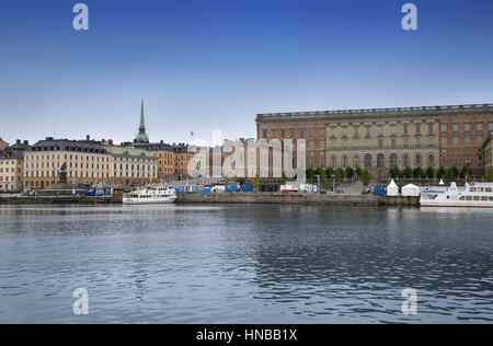 STOCKHOLM, Schweden - 20. August 2016: Aussicht auf Gamla Stan und den königlichen Palast. Königspalast von Stockholm ist großen Königspalast des schwedischen Monarchen auf Lager Stockfoto