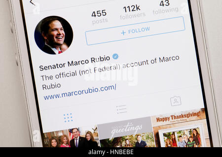 Florida Republikanische Senator Marco Rubio Twitter Konto-USA Stockfoto